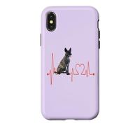 Carcasa para iPhone X/XS Perro Pastor holandés Latido del corazón ECG Mis Perros Son mi Cardio