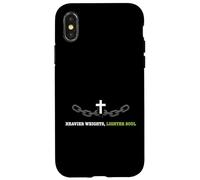 Carcasa para iPhone X/XS Pesos más Pesados más Ligero Alma Cristiana fe Fitness Atleta
