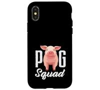 Carcasa para iPhone X/XS Pig Squad Team Crew Farmer Group Farm Animal Rosa