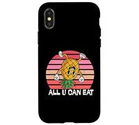 Carcasa para iPhone X/XS Piña Divertida, All U Can Eat Retro Upside Down Piña