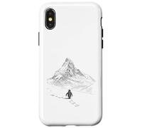 Carcasa para iPhone X/XS Pingüino Solitario marchando hacia la montaña desorientado, Pero por qué