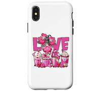 Carcasa para iPhone X/XS Pink Latte Buffalo Plaid GNOME Love Valentines Coffee