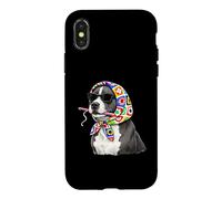 Carcasa para iPhone X/XS Pitbull Pittie Dog Granny - Hilo Cuadrado para Ganchillo