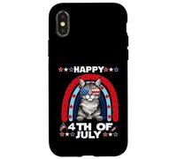 Carcasa para iPhone X/XS Pixiebob Cat Happy 4th of July Patriotic American Cats Lover