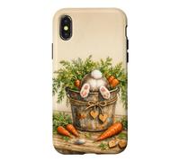 Carcasa para iPhone X/XS Plantas Jardinero Botánico Floral Divertido Conejo Kawaii Zanahoria