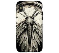Carcasa para iPhone X/XS Polilla sobre manómetro Vintage en Arte Lineal - Steampunk