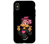 Carcasa para iPhone X/XS Pollo Divertido con Gafas Bandana Rosa Crazy Chicken Lady