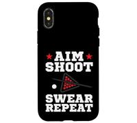 Carcasa para iPhone X/XS Pool Playing Aim Shoot Swear Repeat Pool Playing Billiards