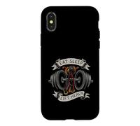 Carcasa para iPhone X/XS Powerlifting Eat Sleep Lift Heavy Gym Workout