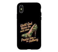 Carcasa para iPhone X/XS Praise God In Hallway Until He Opens Next Door -