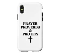 Carcasa para iPhone X/XS Prayer Warrior Proverbs & Protein Shakes Jesus Weights Faith