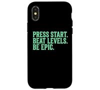 Carcasa para iPhone X/XS Press Start Beat Levels Be Epic Controlador de Videojuegos Gamer