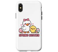 Carcasa para iPhone X/XS Primavera Besties Kawaii Pato y Pollito Huevos de Pascua Lindo Dibujos Animados
