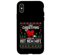 Carcasa para iPhone X/XS Primera Navidad con mi Nueva Esposa Caliente suéter Feo Navidad