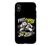 Carcasa para iPhone X/XS Primero Café, Luego Jiu-Jitsu: Café Y Lucha Cuerpo A Cuerpo