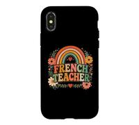 Carcasa para iPhone X/XS Profesor de Francés Retro Rainbow Idioma Educador Diseño