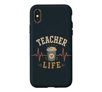 Carcasa para iPhone X/XS Profesor Vida Café Latidos del corazón Escuela Educador Humor