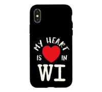 Carcasa para iPhone X/XS Proud State My Heart Is In WI Wisconsin