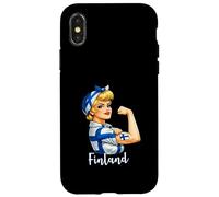 Carcasa para iPhone X/XS Proud Strong Finnish Girl Woman Girlfriend Finland Flag