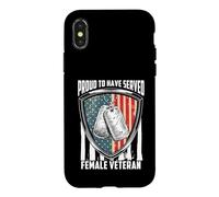 Carcasa para iPhone X/XS Proud To Have Served Female Veteran Day 4th of July
