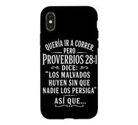 Carcasa para iPhone X/XS Proverbios 28 1 Los Malvados Huyen Cristiano Español Divertido