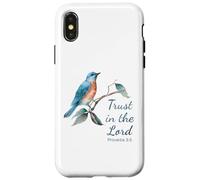Carcasa para iPhone X/XS Proverbs 3:5 Trust in The Lord - Women Girls Bird (White)