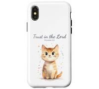 Carcasa para iPhone X/XS Proverbs 3:5 Trust in The Lord - Women Girls Cat Verse