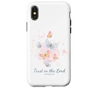 Carcasa para iPhone X/XS Proverbs 3:5 Trust in The Lord - Women Girls Floral (White)