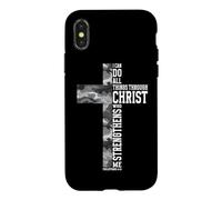 Carcasa para iPhone X/XS Puedo Hacer Todas Las Cosas a través de Cristo Camouflage Cross Bible
