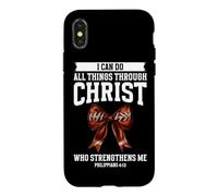 Carcasa para iPhone X/XS Puedo Hacer Todas Las Cosas a través de Cristo Christian Football Faith
