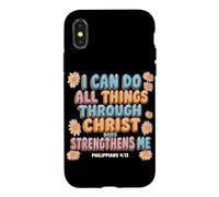 Carcasa para iPhone X/XS Puedo Hacer Todas Las Cosas a través de Cristo Christian Groovy Retro