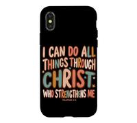 Carcasa para iPhone X/XS Puedo Hacer Todas Las Cosas a través de Cristo Christian Groovy Retro