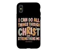 Carcasa para iPhone X/XS Puedo Hacer Todas Las Cosas a través de Cristo Christian Groovy Retro