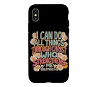 Carcasa para iPhone X/XS Puedo Hacer Todas Las Cosas a través de Cristo Christian Groovy Retro