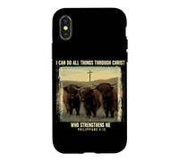 Carcasa para iPhone X/XS Puedo Hacer Todas Las Cosas a través de Cristo Christian Highland Cow