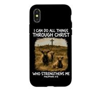Carcasa para iPhone X/XS Puedo Hacer Todas Las Cosas a través de Cristo Christian Highland Cow