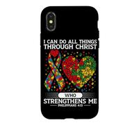 Carcasa para iPhone X/XS Puedo Hacer Todas Las Cosas a través de Cristo Cristiano Autismo Puzzle