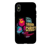 Carcasa para iPhone X/XS Puedo Hacer Todas Las Cosas a través de Cristo Fútbol Cristiano