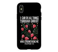 Carcasa para iPhone X/XS Puedo Hacer Todas Las Cosas a través de Cristo Strawberry Christian