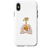 Carcasa para iPhone X/XS Pulmones anatómicos Humanos y Flores Colorido Floristería Anatomía