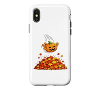 Carcasa para iPhone X/XS Pumpkin Dive in Fall Leaves Funny Autumn Halloween Humor