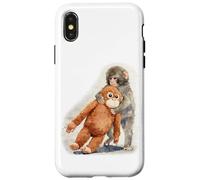 Carcasa para iPhone X/XS Punch - Lindo bebé Mono y orangután Peluche Juguete Acuarela