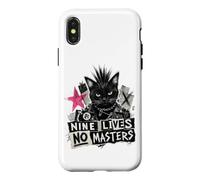 Carcasa para iPhone X/XS Punk Cat Nine Lives No Masters Mohawk Anarchy