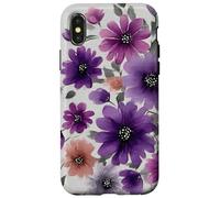Carcasa para iPhone X/XS Purple Flower Bouquet Floral Watercolor Wildflowers