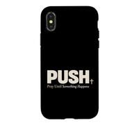Carcasa para iPhone X/XS Push Pray Until Something Happens Christian Faith