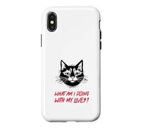 Carcasa para iPhone X/XS ¿Qué Estoy Haciendo con mis Vidas? (Funny Cat Statement)