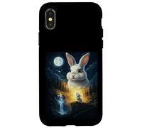 Carcasa para iPhone X/XS Rabbit Howling to The Moon Vintage Funny Rabbit