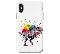 Carcasa para iPhone X/XS Rainbow T Rex French Bulldog Dinosaur