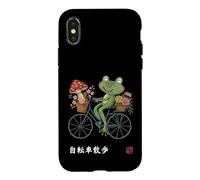 Carcasa para iPhone X/XS Rana Japonesa Montar Bicicleta Floral Jardín Cottagecore