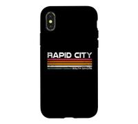 Carcasa para iPhone X/XS Rapid City South Dakota Retro Rayas Vintage City Diseño de Ciudad